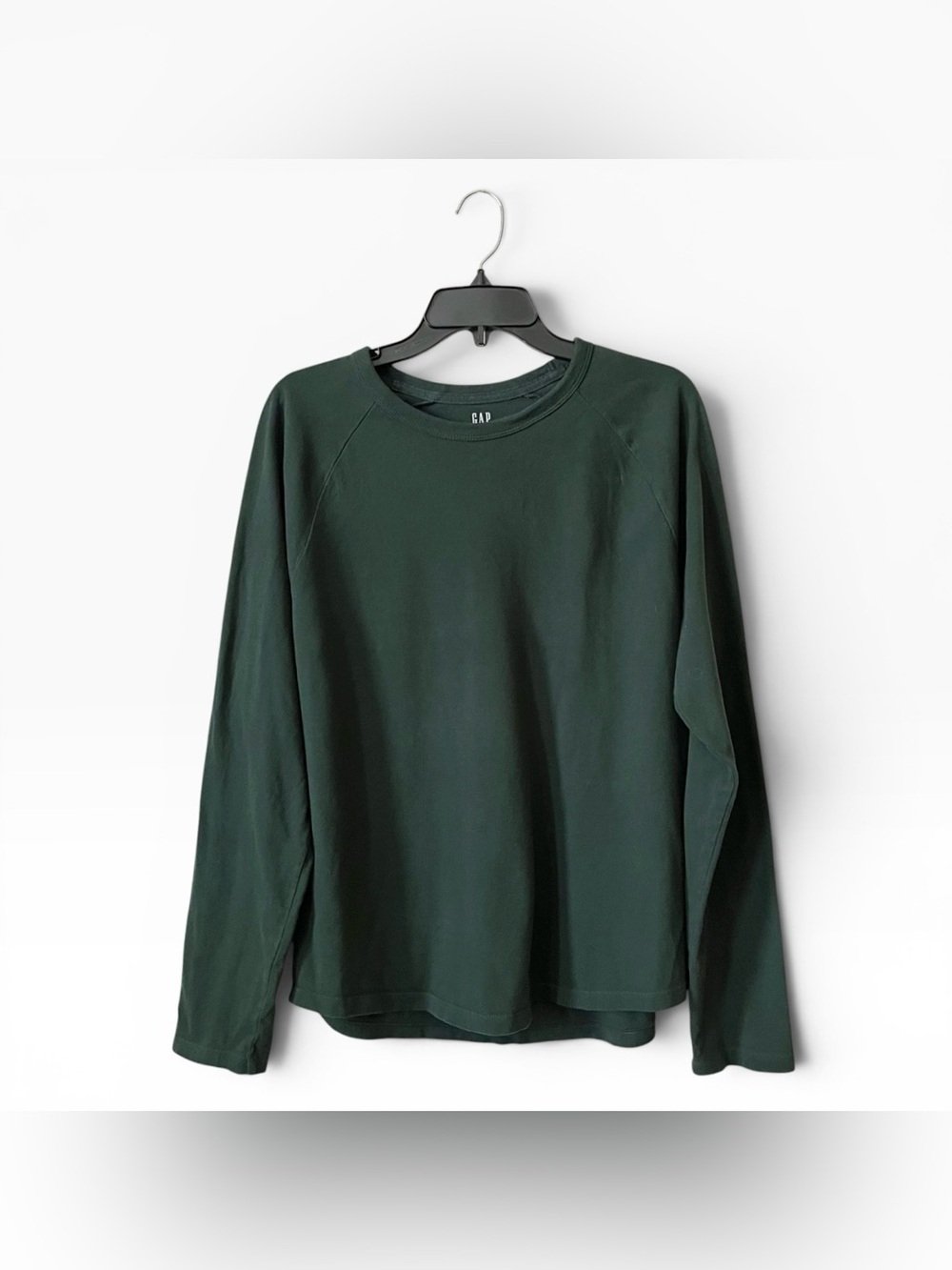 GAP Knit Long Sleeve Tee Men's Size M Green Soft Cotton Blend Pullover Round Hem
